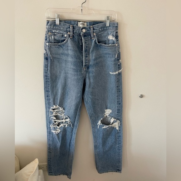 Agolde Blue Ripped Jeans - Picture 1 of 5